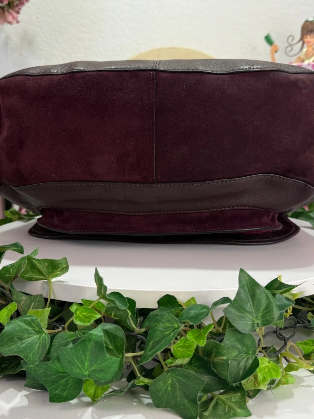 KATE SPADE RICH DARK BURGUNDY SUEDE LEATHER LARGE TASSEL BAG!